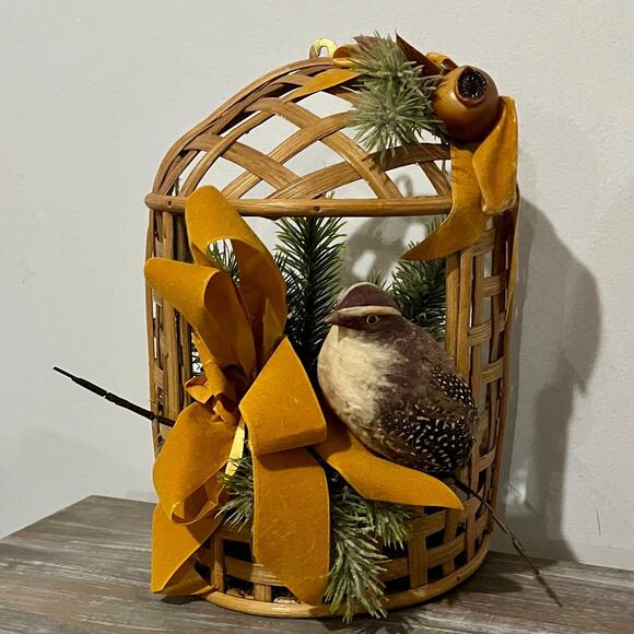 Other - Vintage Cottagecore Wicker Bird Cage Wall Hanging Decor